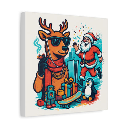 Canvas Print - Santa and his Coolest Reindeer Holiday Decor