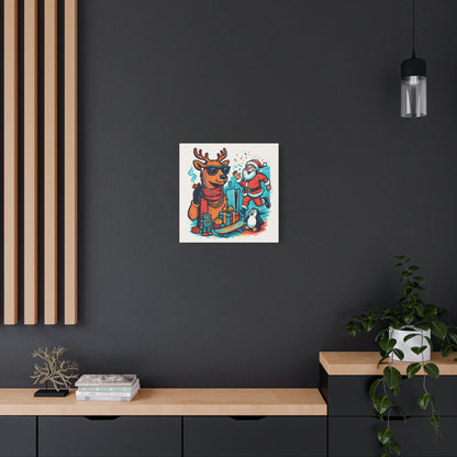 Canvas Print - Santa and his Coolest Reindeer Holiday Decor