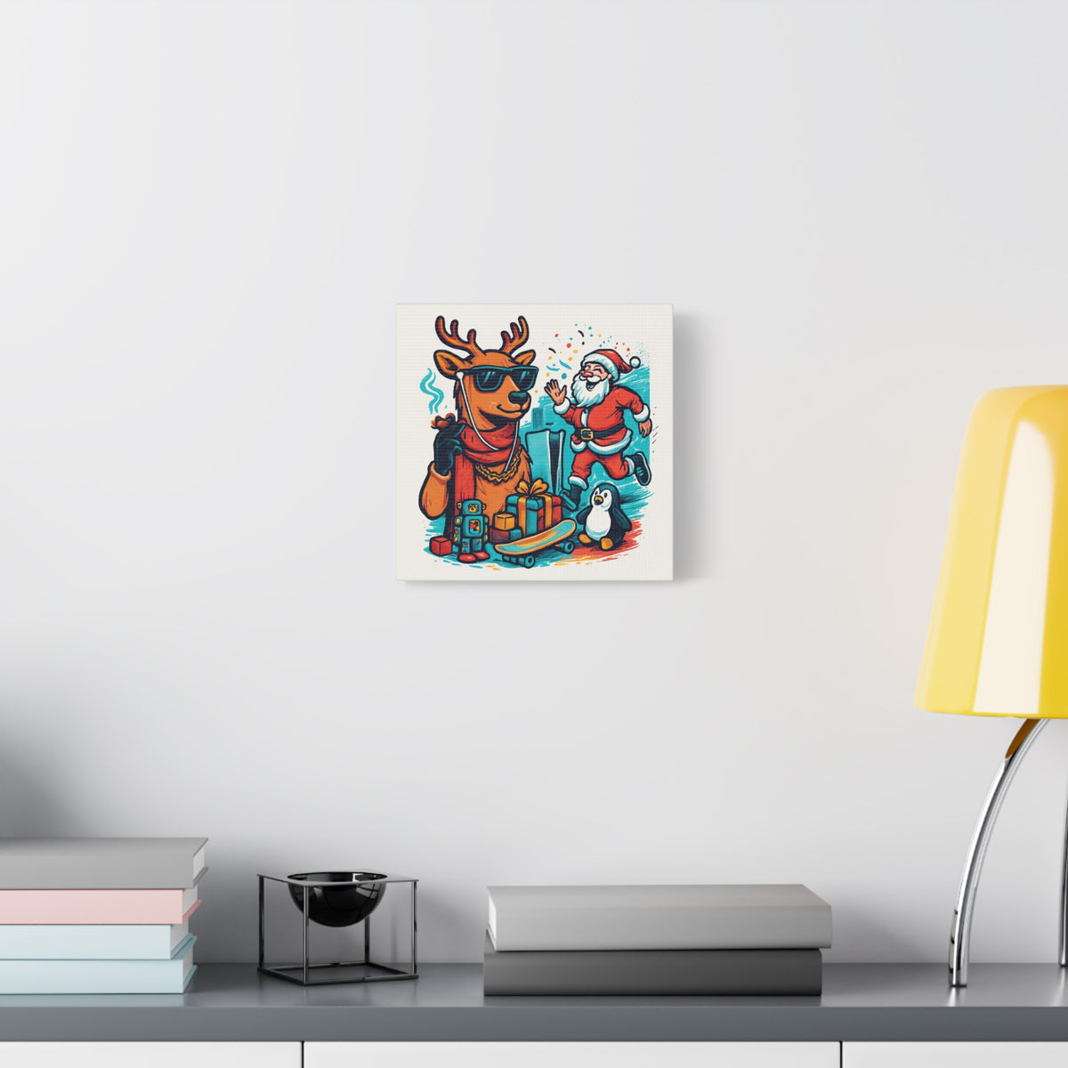 Canvas Print - Santa and his Coolest Reindeer Holiday Decor