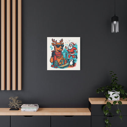 Canvas Print - Santa and his Coolest Reindeer Holiday Decor